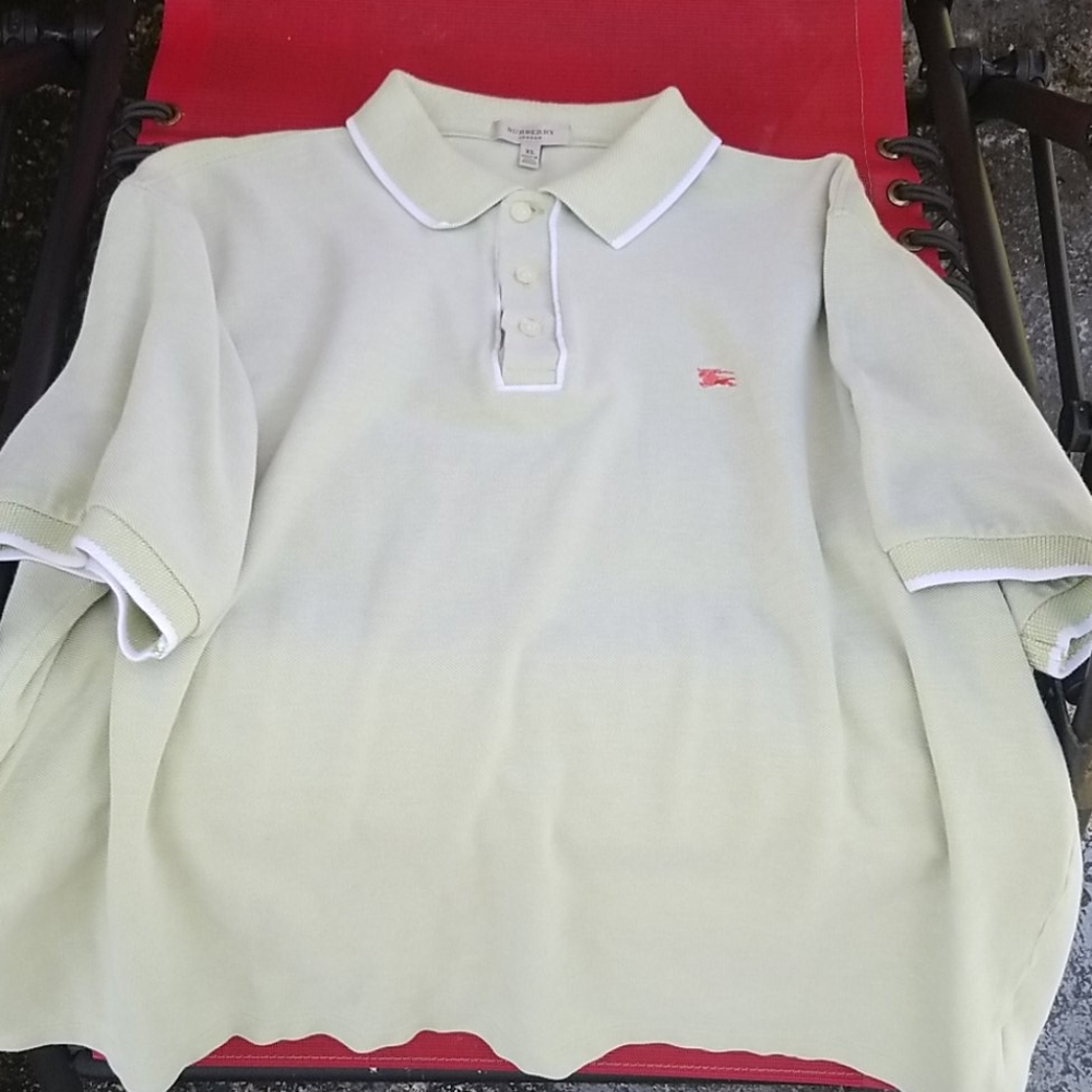 Burberry london green short sleeve polo xl
